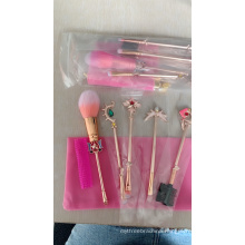 Customization Lovely Japanese Animation Magical Girl 5pcs Makeup Cosmetic Brush Set Gold Metal Beauty Tool